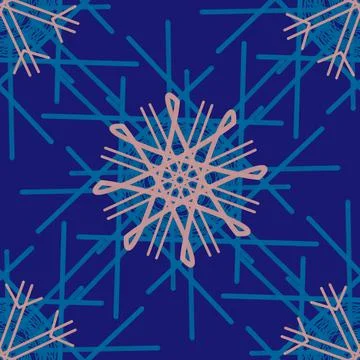 Seamless Christmas,New Year pattern doodle hand random drawn snowflakes Illustrazione stock