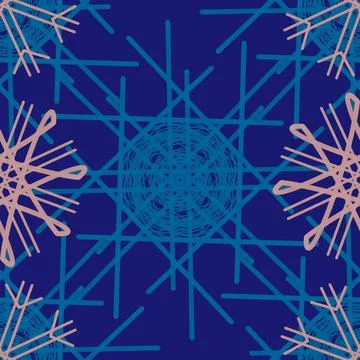 Seamless Christmas,New Year pattern doodle hand random drawn snowflakes Illustrazione stock