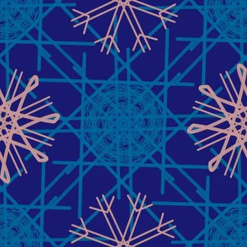 Seamless Christmas,New Year pattern doodle hand random drawn snowflakes Stock-Illustration