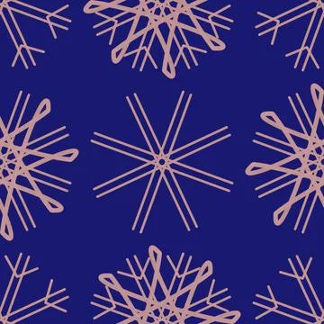 Seamless Christmas,New Year pattern doodle hand random drawn snowflakes Stock Illustration
