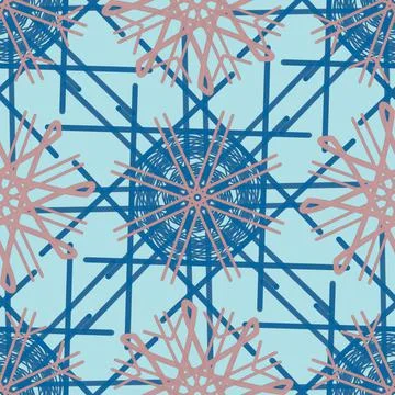 Seamless Christmas,New Year pattern doodle hand random drawn snowflakes Stock Illustration