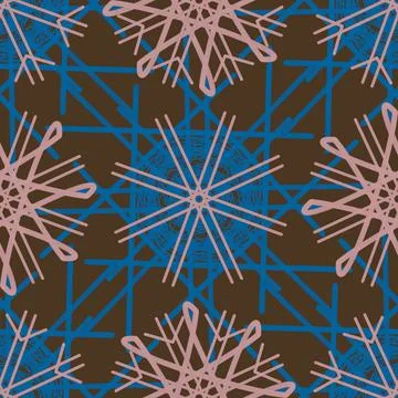 Seamless Christmas,New Year pattern doodle hand random drawn snowflakes Stock Illustration
