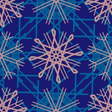 Seamless Christmas,New Year pattern doodle hand random drawn snowflakes Illustrazione stock
