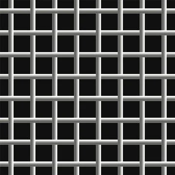 Seamless Chrome Steel Grild Pattern on Black Background. Vector Stock Illustration