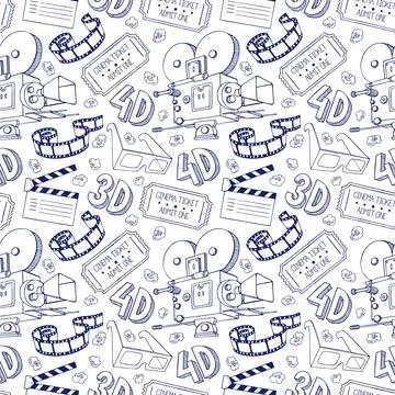 Seamless cinema attributes Stock Illustration