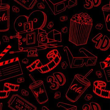 Seamless cinema attributes Stock Illustration