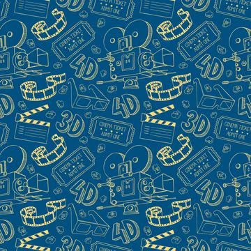 Seamless cinema attributes Stock Illustration