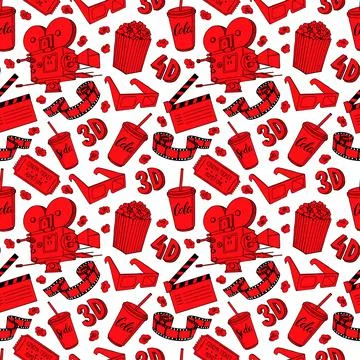 Seamless cinema attributes Stock Illustration