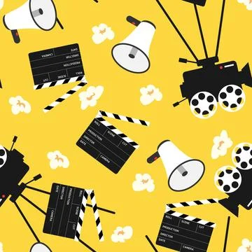 Seamless cinema production pattern Stock Illustration