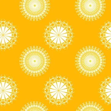 Seamless circle ornaments white yellow Stock Illustration