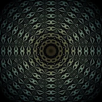 Seamless circle pattern green black gold blurred Stock Illustration