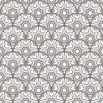 Seamless circle pattern. Mandala design. Vintage decorative element. 스톡 일러스트