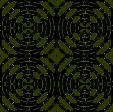 Seamless circle pattern olive green black Stock Illustration