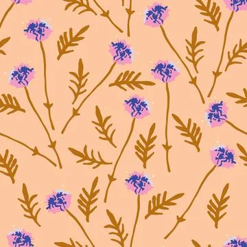 Seamless circle wild flowers pattern  background , greeting card or fabric Stock Illustration