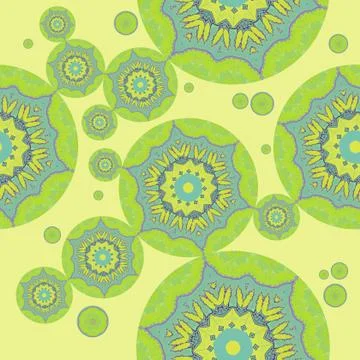 Seamless circles pattern green turquoise yellow Illustrazione stock