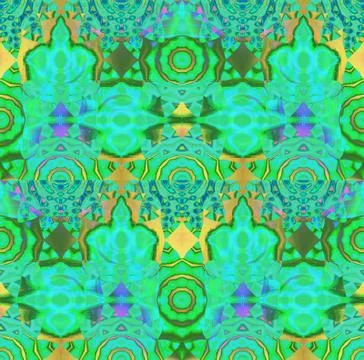 Seamless circles pattern turquoise green yellow Stock Illustration