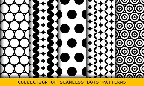 Seamless circles shapes set, patterns with rounds. イラスト素材