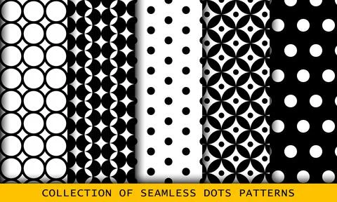 Seamless circles shapes set, patterns with rounds. 스톡 일러스트
