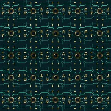 Seamless Circuit Board Vector Pattern 库存插图