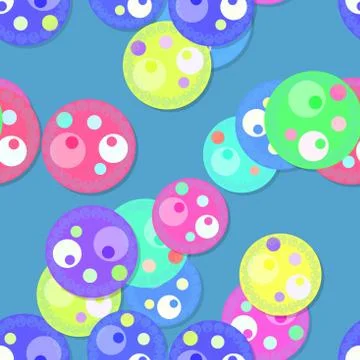 Seamless circular elements pattern on blue Stock Illustration