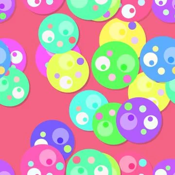 Seamless circular elements pattern on pink Stockillustratie