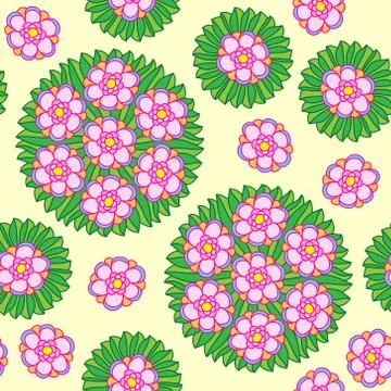 Seamless Circular Floral Pattern Stock Illustration