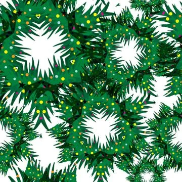 Seamless circular knitting pattern from green Christmas trees Stock Illustration