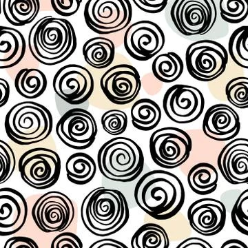 Seamless circular pattern made with ink and brush. Creative fabric texture... Stock Illustration