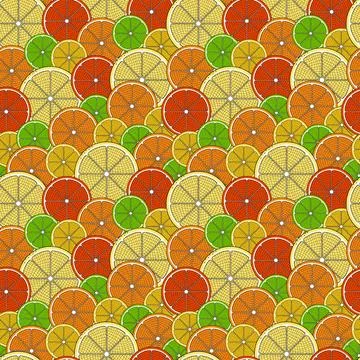 Seamless citrus fruit pattern. Pattern of orange, grapefruit, pomelo, lemon Stock Illustration