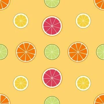 Seamless citrus pattern. Lemon, lime, orange, grapefruit. Juicy texture Stock Illustration
