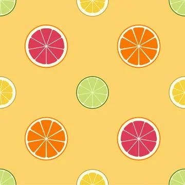 Seamless citrus pattern. Lemon, lime, orange, grapefruit. Juicy texture Stock Illustration