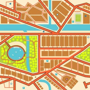 Seamless city map 스톡 일러스트
