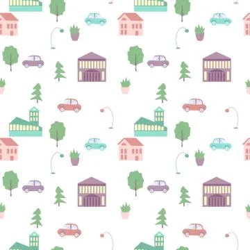 Seamless city pattern Stock Illustration