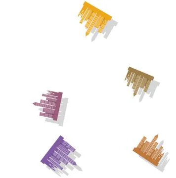 Seamless city skyline pattern on white background Stock Illustration
