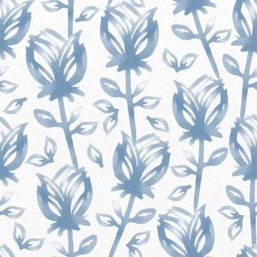 Seamless classic pattern on paper background with blue flowers , greeting car Stock Illustration