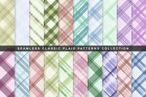 Seamless classic plaid fabric texture backgrounds in pastel with earthy col.. Stock Illustration