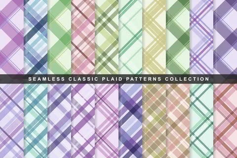 Seamless classic plaid patterns collection with collection includes versati.. Stock Illustration