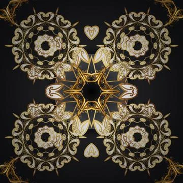 Seamless classic vector beige and gray and golden pattern. Classic vintage backg Stock Illustration