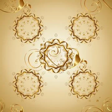 Seamless classic vector golden pattern. Classic vintage background. Traditional Ilustração Stock