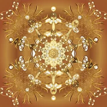 Seamless classic vector golden pattern. Golden pattern on beige and brown colors Stock Illustration