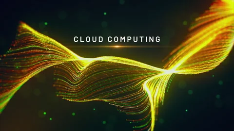 Seamless Cloud Computing Particle Wave Background with Cinematic Text Revea.. Stock Footage 340265892