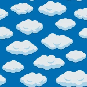 Seamless Cloud Pattern With Blue Sky Background. Vector Stockillustratie