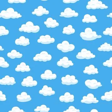 Seamless Cloud Pattern. Blue Sky Cloud Vector Background. Cartoon Cloud Pattern Stockillustratie