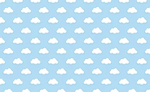 Seamless cloud pattern on pastel blue background for kids design Stock Illustration