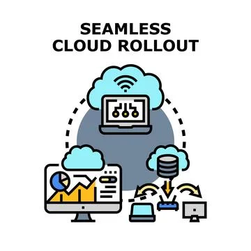 Seamless cloud rollout computing network infrastructure concept Stock Illustration