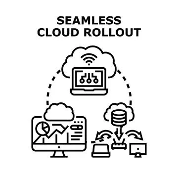 Seamless cloud rollout computing network infrastructure concept Stock Illustration