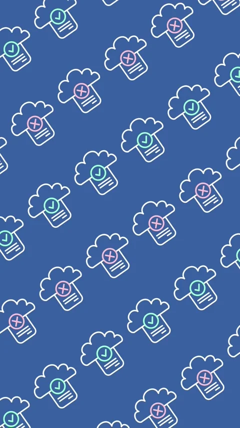 Seamless cloud storage verification pattern with check and cross icons Stock Footage 332587674