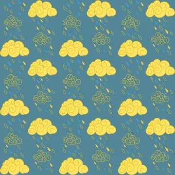 Seamless clouds and rain pattern イラスト素材