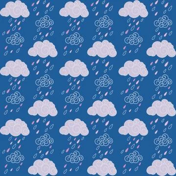 Seamless clouds and rain pattern Ilustración de archivo