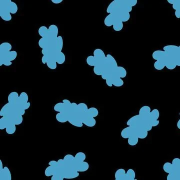 Seamless Clouds on Black Background. Floating Clouds. Stock Illustration